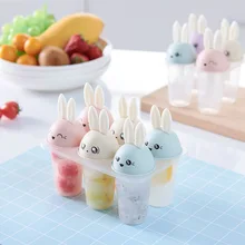 6 смонтированных самостоятельно Сделай Сам льда присоска мороженое плесень милый кролик ручка льдогенератор нетоксичный фруктовое мороженое сорбет лоток для льда