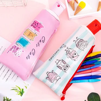 

Cartoon Unicorn Toothpaste Shape Pencil Case with Pencil Sharpener Large Capacity Student PU Pen Box Pencil Bag