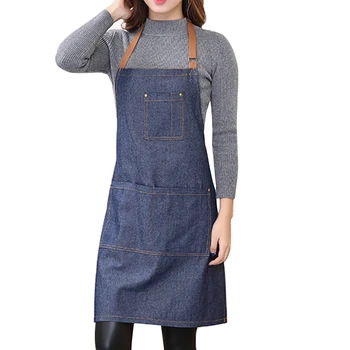 

Barber Denim Aprons Simple Antifouling Pinafore Unisex Adult Aprons for Women Men Baking Restaurant Kitchen Cooking Pinafores