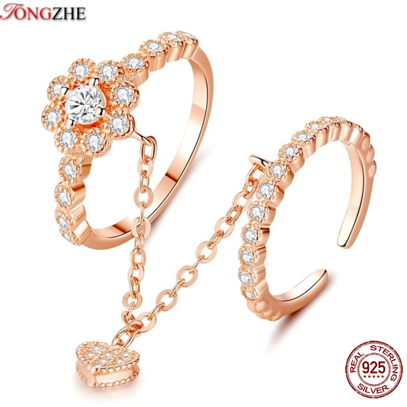 TONGZHE 2018 Модные кольца для женщин Свадебные обручальные из розового золота 925