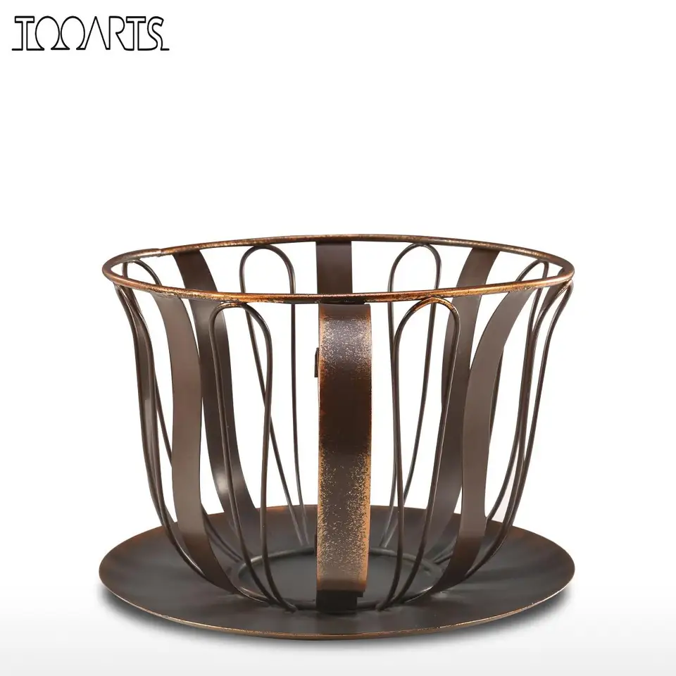 Cup Shaped Home Storage Basket For Fruit Snacks Brown Coffee Pod Container Espresso Pod Holder Metal Home Decoration