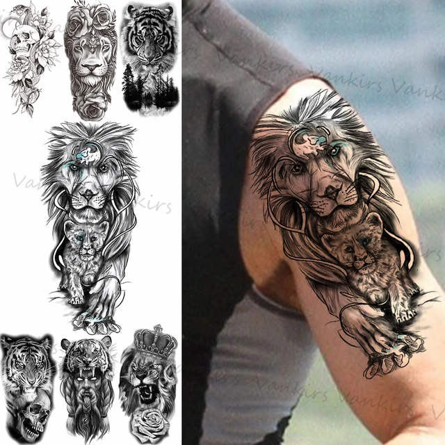 Em promoção! Impermeável Da Etiqueta Temporária Tatuagem Linha De Cavalo  Flor Tatuagens De Leão Crânio índios Xamã Arte No Corpo, Braço Falsa Tatoo  Mulheres Homens