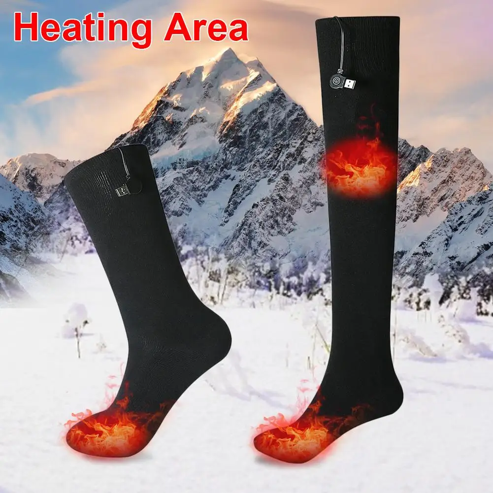 Носки с подогревом для мужчин и женщин, USB, Мобильная мощность, безопасные теплые носки с подогревом зимой