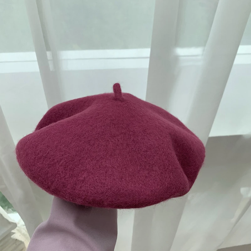 Luna&Dolphin Women 90%Wool Mushroom Rimi Blue Berets Autumn Winter Deep Eaves Knitting Artist Cap Painter Beanie Hat Sweet Color Luna&Dolphin Women 90%Wool Mushroom Rimi Blue Berets Autumn Winter Deep Eaves Knitting Artist Cap Painter Beanie Hat Sweet Color
