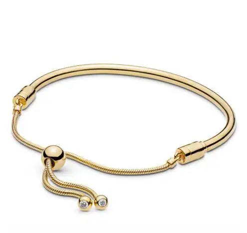 925 пробы серебряный браслет Shine Moments скользящая застежка регулируемый браслет подходит для женщин Шарм из бисера Diy модное ювелирное изделие