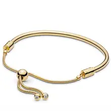 925 пробы серебряный браслет Shine Moments скользящая застежка регулируемый браслет подходит для женщин Шарм из бисера Diy модное ювелирное изделие