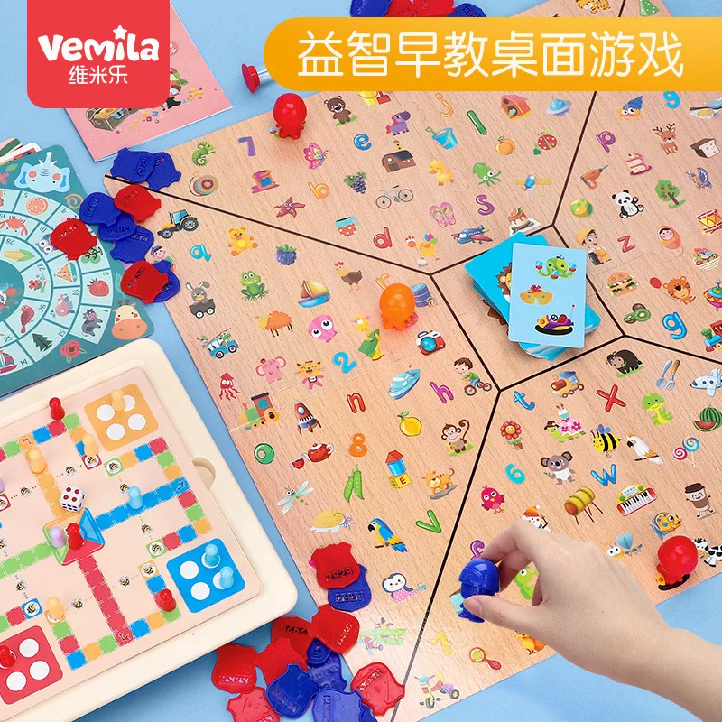 

Children'S Educational Aeroplane Chess Eight in One Find Map Interactive Game Multi-functional Students Logic Board Tabletop Toy