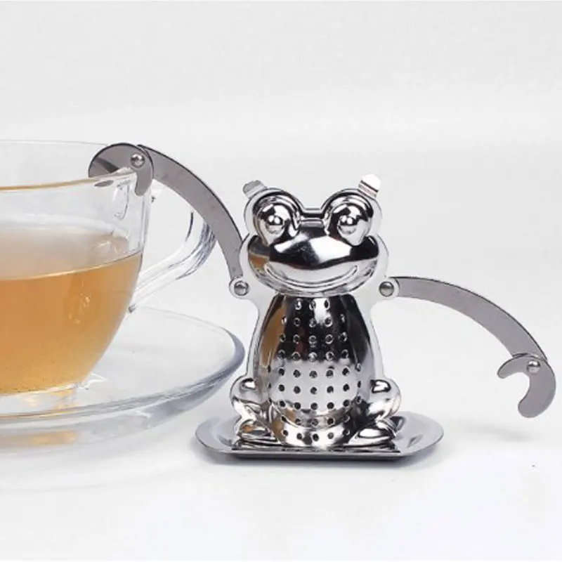 Tea Strainer with Saucer Steel Tea Filter Frog Sieve Filter Tea Infuser Tea Bag