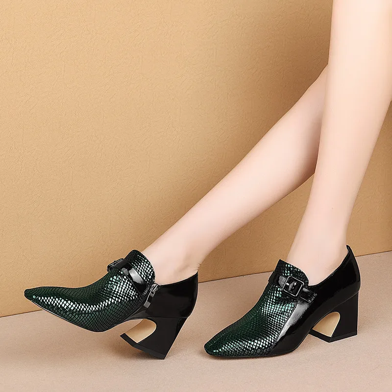 MORAZORA/Новые брендовые туфли на высоком каблуке женские туфли-лодочки из натуральной кожи модные модельные туфли с квадратным носком и пряжкой большие размеры 33-43