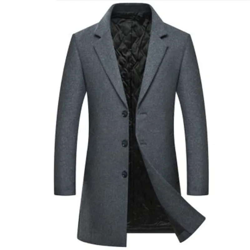 

2018 winter luxury high quality men's wool coat jacket thick warm gentleman casual lapel single-breasted slim long wool coat