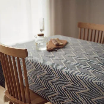 

European Tassel Waterproof Oilproof Rectangular Wedding Dining Table Cover Tea Table Cloth Plaid Decorative Linen Tablecloth