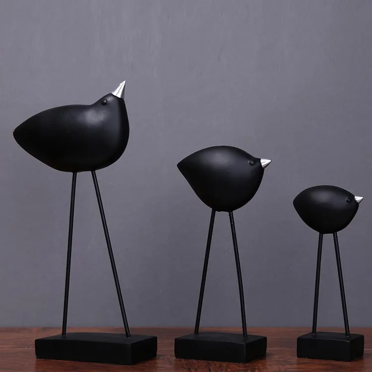 VILEAD 17 см 24,5 см Смола черные длиннононогие фигурки птиц абстрактная гостиная Креативные украшения дома фигурки животных украшения