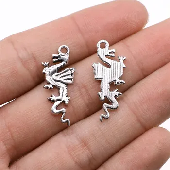 

Wholesale Jewelry Lots Antique Silver Color 27x11mm Flying Dragon Charm Pendant Jewelry Accessories A Manufacture 150 Pieces