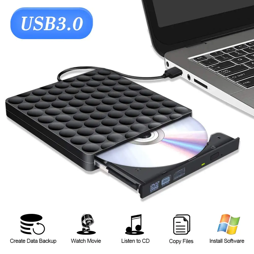 Оптический привод USB 3,0 DVD привод CD rom плеер DVD RW горелка для ноутбука hp lenovo компьютер PC Macbook OS Окно 10 - Цвет: USB 3.0 DVD Drive