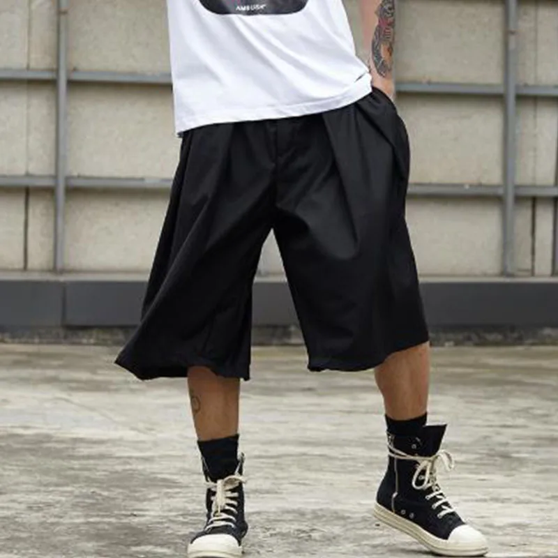 Men Streetwear Hip Hop Punk Gothic Loose Casual Skirt Pant Male Oversize Fashion Kimono Wide Leg Harem Trousers