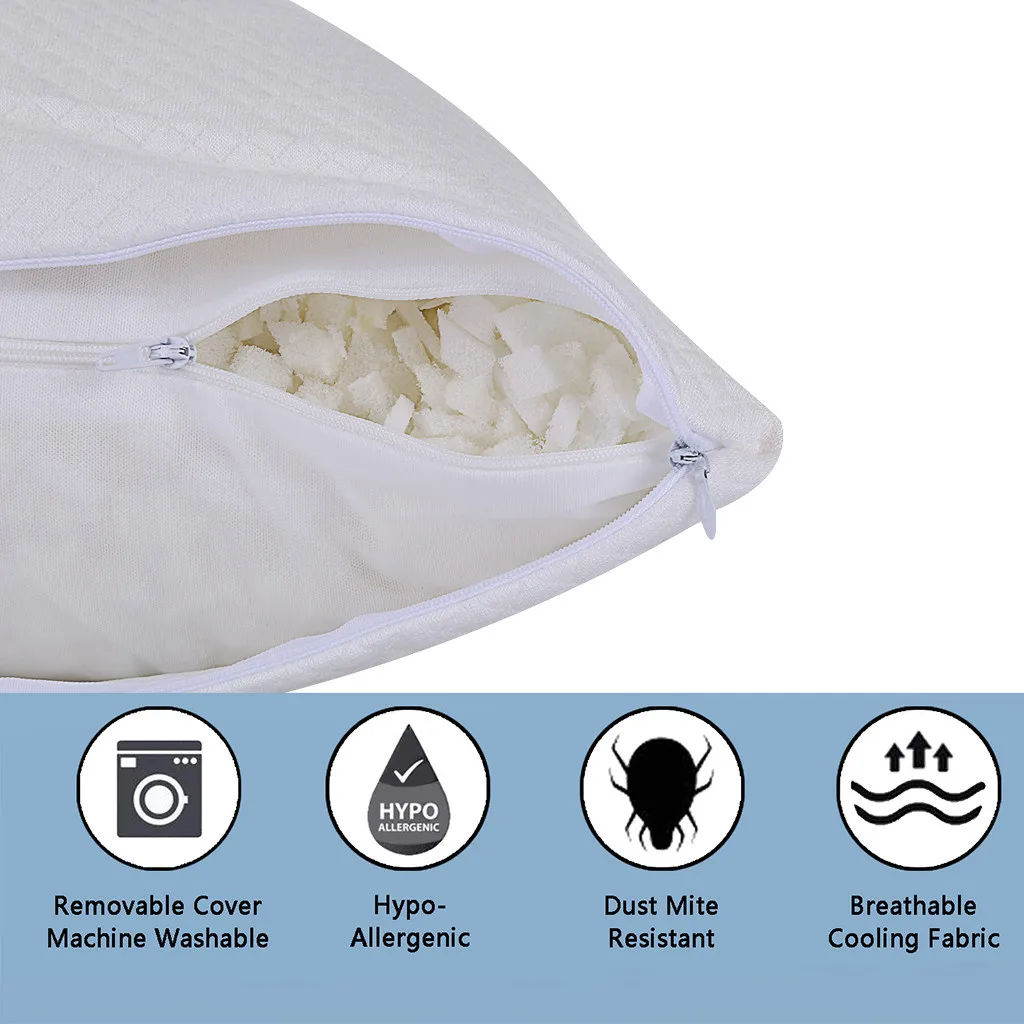 White Memory Foam Pillow 44cm×66cm Bamboo Fiber And Memory Foam Pillow Combination Adjustable Height soft Comfortable Pillow
