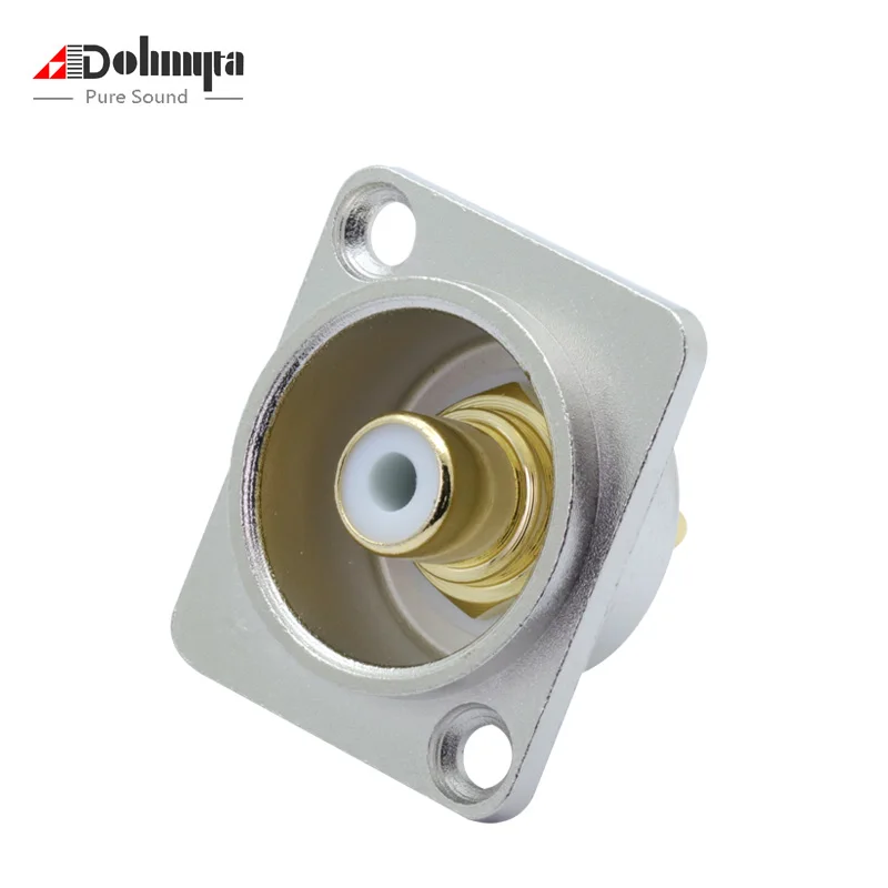 

1pc High Quality Soldered Gold Plated RCA Female Panel Socket RCA Jack Panel Chassis Mount Square Silver Red&White