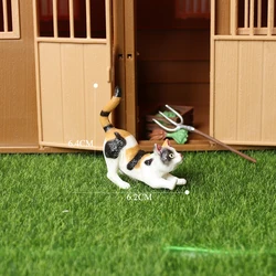 Hand - Painted Cat Figurines: Small Animal Statues for Indoor Decor and Children's Play (Calico Cat)