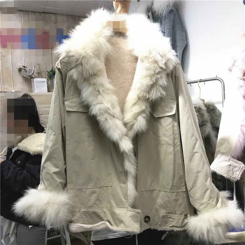 Winter Jacket Women Short Parker Clothing Women's Winter New Real Fox Fur Collar Parker Jacket Ladies Warm Street Coat