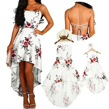 

Boho Style Mother Daughter Dresses Floral Print Suspenders Mini Dress for Mom and Daughter Mommy and Me Clothes Family Look