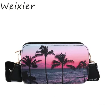 

WEIXIER Women bag 2019 new diagonal package shoulder bag dribble bag print small square bag ladies messenger bags LY-34