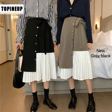 Модное повседневное весеннее и летнее платье с высокой талией, асимметричная плиссированная шифоновая тонкая юбка