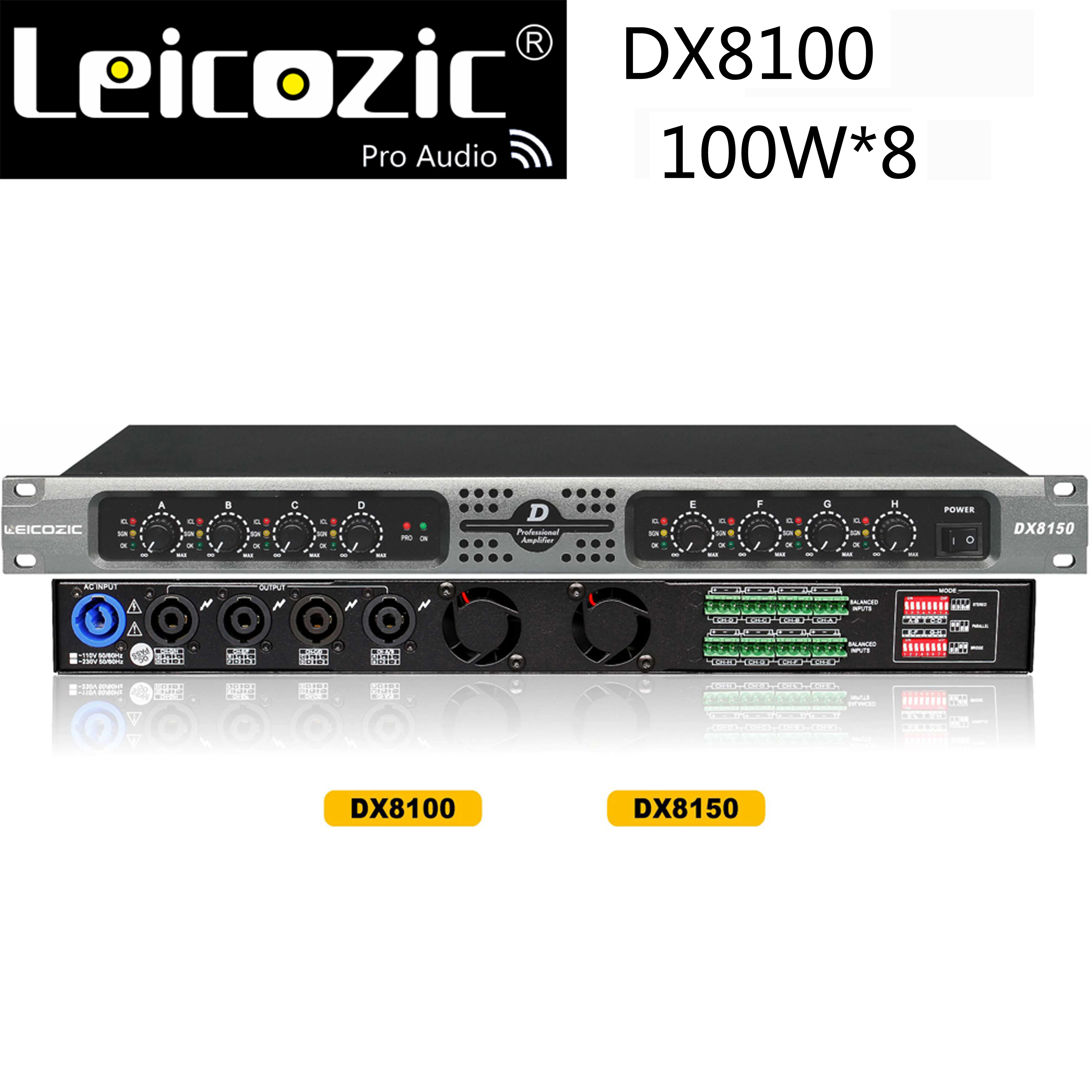 US $325.00 Leicozic DX8100 8 Channel Amplifier 100w RMS 150w Amplifier 4ohm Class D Sound Amplifiers Dj Amplifier Audio Profesional Audio