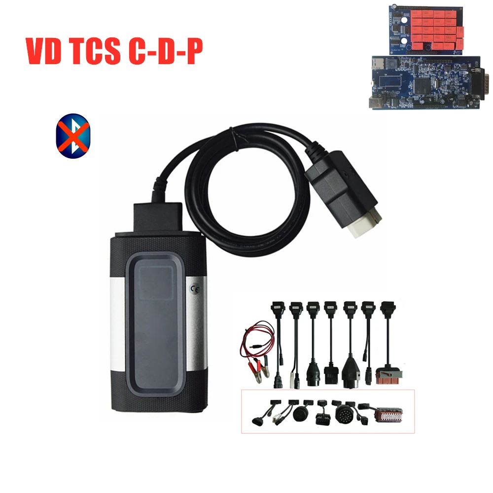 without bluetooth DHL VD TCS C-D-P для autocoms сканер с bluetooth 2016R0 keygen vd ds150e c-d-p для delphis obd Автомобильный сканирующий Инструмент+ 8 шт. автомобильные кабели - Цвет: without bluetooth