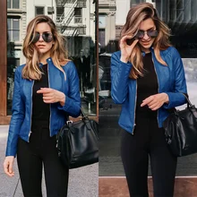 

2021 New Spring and Autumn Solid Color Jacket Women's PU Leather Warm Fashion Long Sleeve Jacket Thicken Women's Women's Jacket
