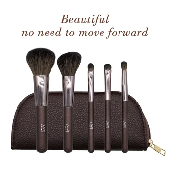 

5PCS Mini Travel Coffee Color Goat Hair Wood Handle Makeup Brush Cosmetics Blending Powder Eye shadow Make Up Brush