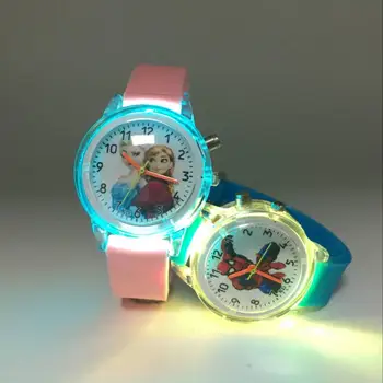 

Colorful Flash Light Kids Watches Pink Jelly Princess Elsa Quartz Watch Girl Spiderman Cartoon Watch Boy Fashion Student Watches