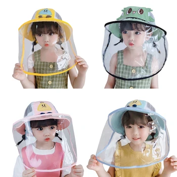 

Kdis Girls Detachable Anti-Dust Bucket Hats Protection Summer Transparent Plastic Visor Hat Anti-fog Sun Caps Windproof Cap