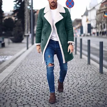 

Men's Wool Trench Winter Warm Long Outwear Button Smart Overcoat Coats waterproof windproof winter jacket men