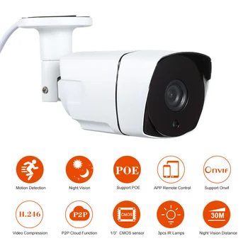 

4PCS 2.0MP IP Camera 1080P CCTV Camera Indoor Bullet Camera CMOS Color POE High-resolution Night vison Analog Security Cam