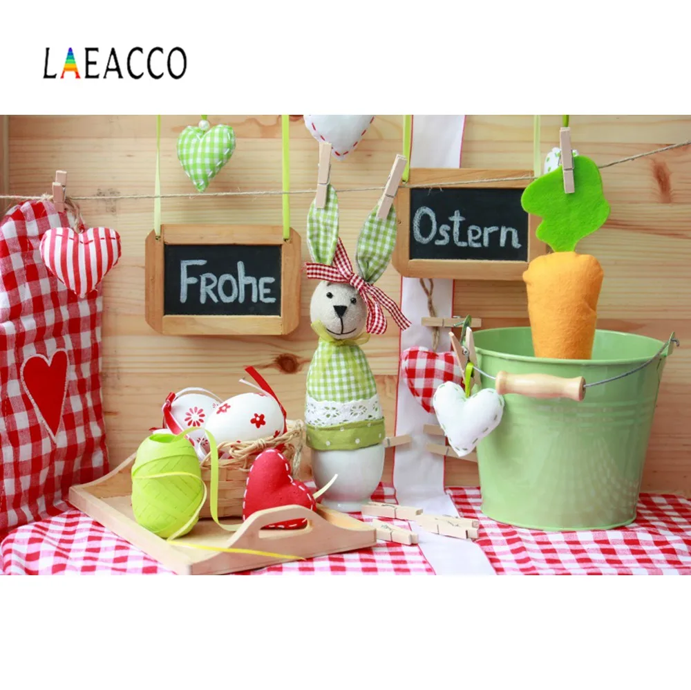 

Laeacco Frohe Ostern Happy Easter Day Eggs Rabbit Love Heart Wooden Wall Baby Photo Backgrounds Photo Backdrops For Photo Studio