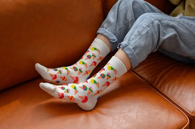 Новые носки в стиле Харадзюку в стиле хип-хоп, Веселые носки, креативные Носки с рисунком мороженого, медведя, пара носки хлопковые повседневные нескользящие носки