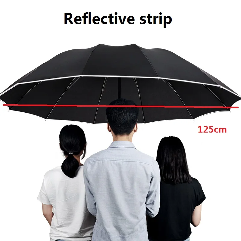 125 см светоотражающий зонт в полоску для мужчин и женщин, ветрозащитный большой зонт Paraguas для женщин, солнцезащитный зонтик 3 вида, большой семейный зонт для улицы
