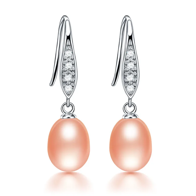 pink pearl earring Высокое качество, серьги с жемчугом, 925 пробы, серебряные серьги для женщин, натуральный жемчуг, серьги, модное ювелирное изделие - Цвет камня: pink pearl earring