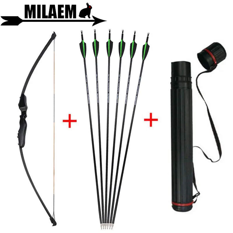 

40lbs Archery Recurve Bow And Arrow Set Straight Bow 30inch Carbon Arrow With Arrow Quiver Training Shooting Hunting Accessories