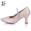 Zapatos de baile latino de mujeres medio tacón 5cm/7cm Salsa moderna zapatos de baile de salón de suela suave mujer Tango zapatos de baile ► Foto 2/6