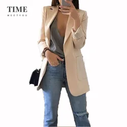 Casual lapela fino ajuste cardigan elegante terno jaqueta feminina senhoras do vintage gola entalhada blazer sexy plus size primavera casacos inverno