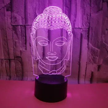 

Usb 7 Color Changing 3D Led Nightlight Buddha Portrait Modelling Touch Button Desk Lamp Light Fixture Living Room Decoration