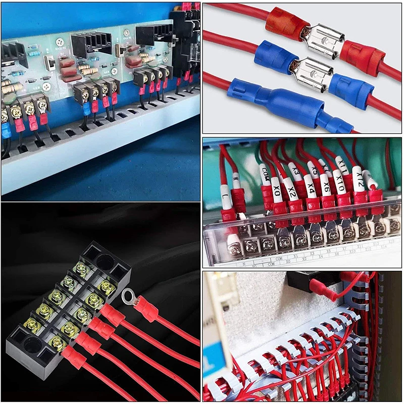 1200 Piece Non-Insulated Crimp Electrical Wire Terminals Assortment Kit Ring Fork Spade Butt Splice Connectors /& Male Female Quick Disconnect