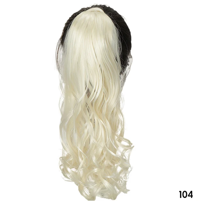 MSTN 24 Inches Long Synthetic Straight Ponytails for Women Natural Clip In Ponytail Hair Extension Hairpieces Blonde Fake Hair 0019-104