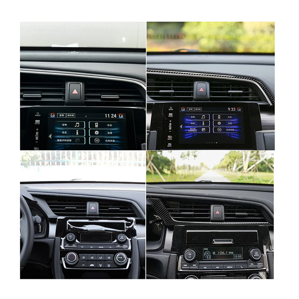 Замена для Honda Civic 10th Gen- приборной панели автомобиля Air AC Vent отделка чехлы из углеродного волокна декор