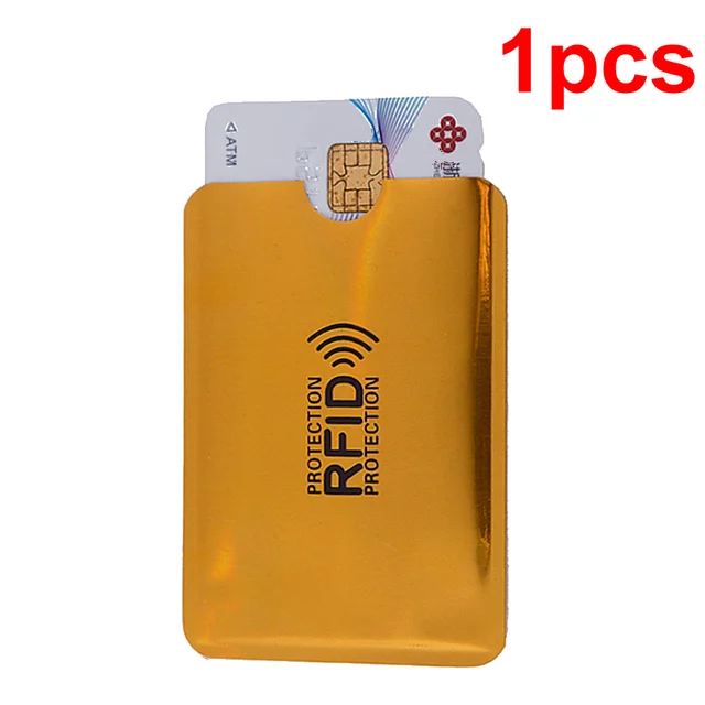 Men Anti Rfid Wallet Blocking Reader Lock Bank Card Holder Id Bank Card Case Protection Metal Credit NFC Holder Aluminium 6*9cm 1pcs1