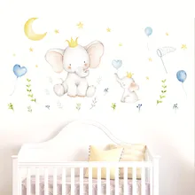 Наклейка на стену для детской комнаты милые животные слон кролик виниловые наклейки на стены для детской комнаты, для девочек украшение на стену# R35