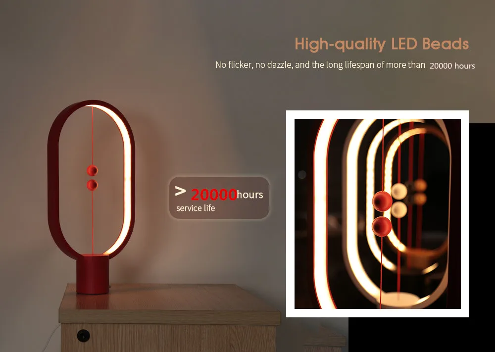 HZFCEW Хэн баланс светодиодный настольная лампа эллипс магнитного воздухе переключатель USB Powered теплый белый глаз-ночные свет украшения