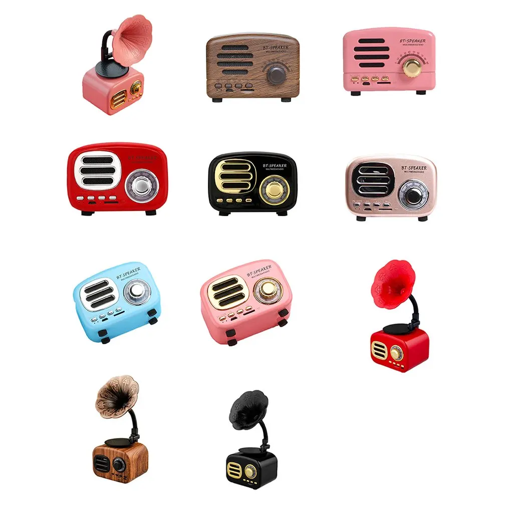 Retro Wireless Speaker Creative Gift Mini Outdoor Subwoofer Mobile Phone Radio Phonograph Card Audio