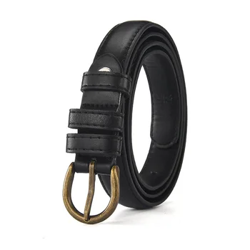 

New Luxury Designer Women Leather Western Cowgirl Waist Belt Retro Metal PIN Buckle Waistband Hot Black Coffee Brand Belts